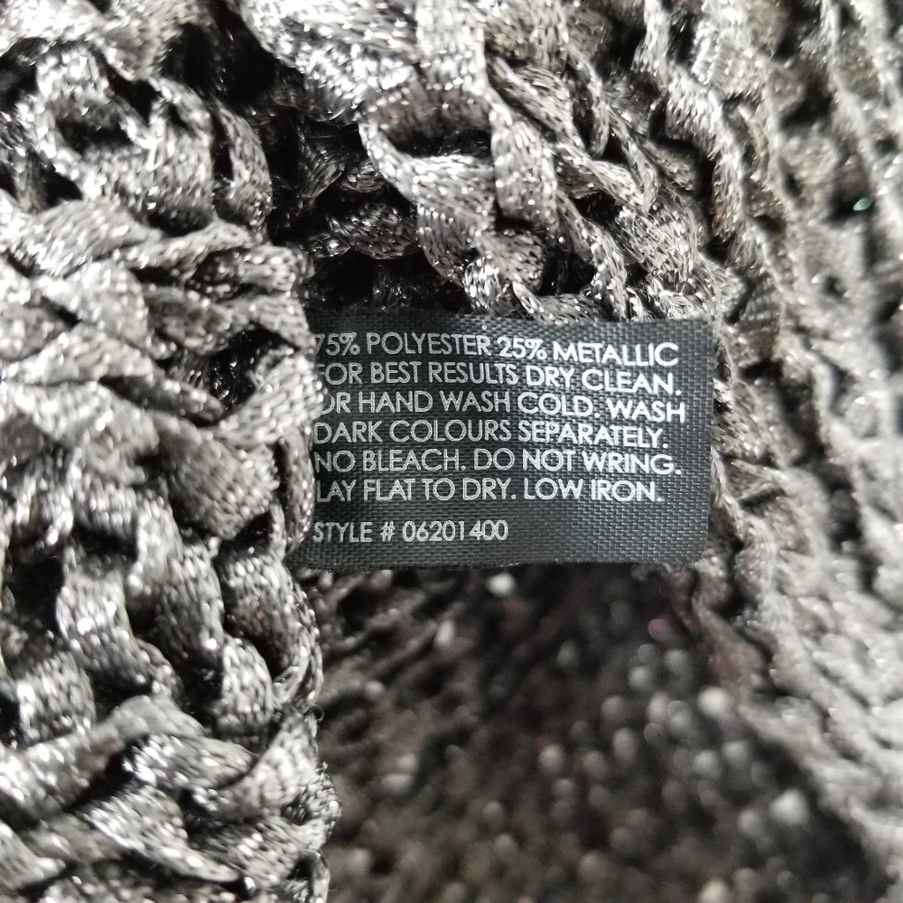 Club Monaco Gray Metallic Open Front Cardigan Sleeveless Vest Open Knit Size XS